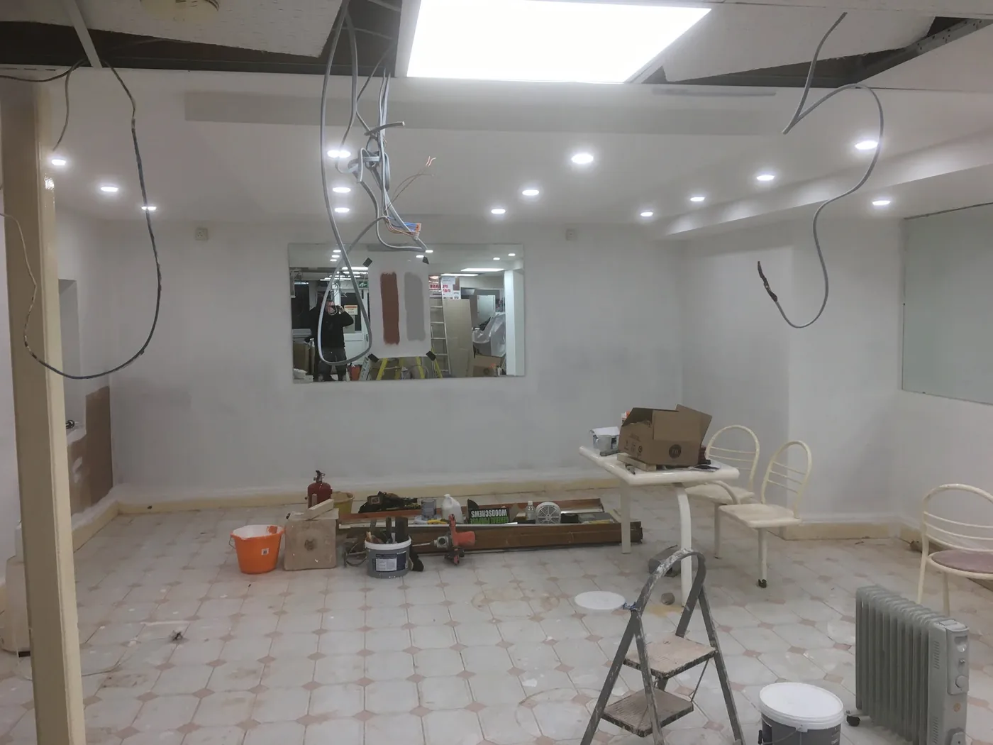 Interior room mid-renovation, prepared and ready for plastering and finishing work